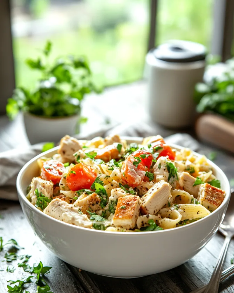 Chicken Caesar Pasta Salad Meal Prep