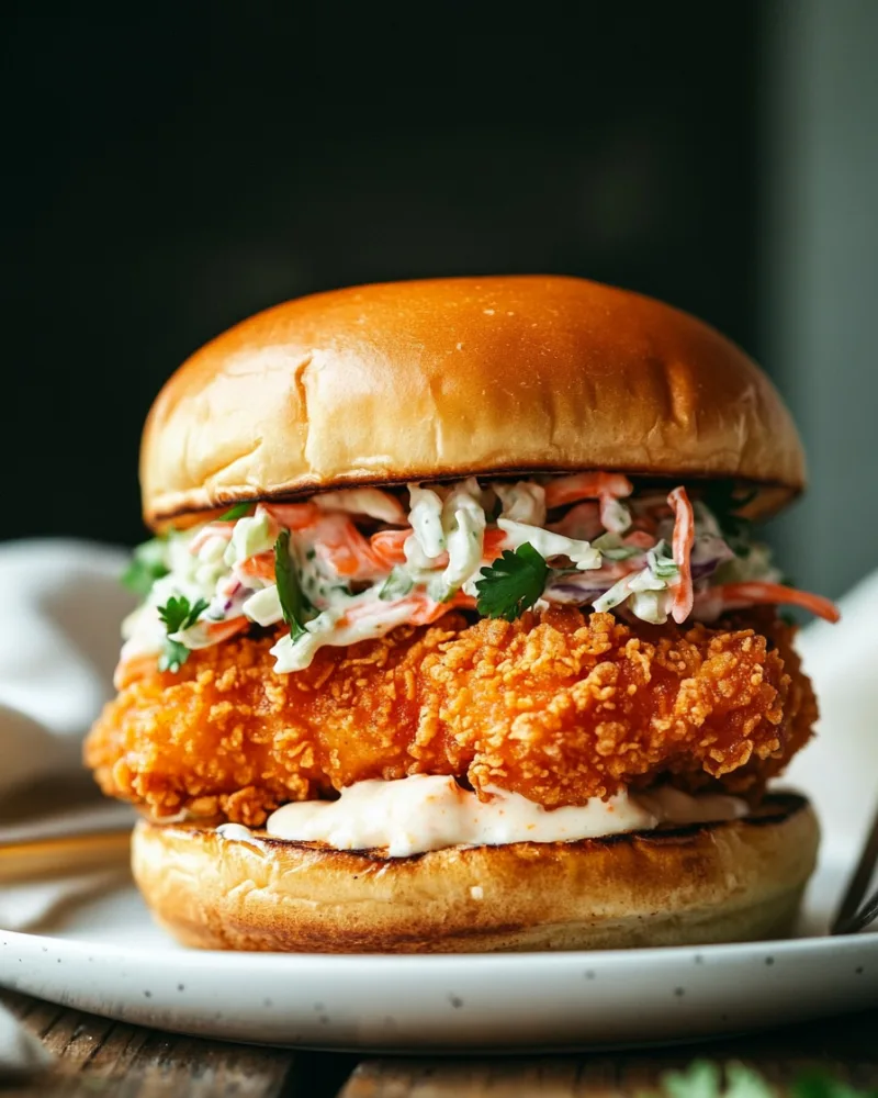 Crispy Buffalo Chicken Sandwich with Ranch Slaw