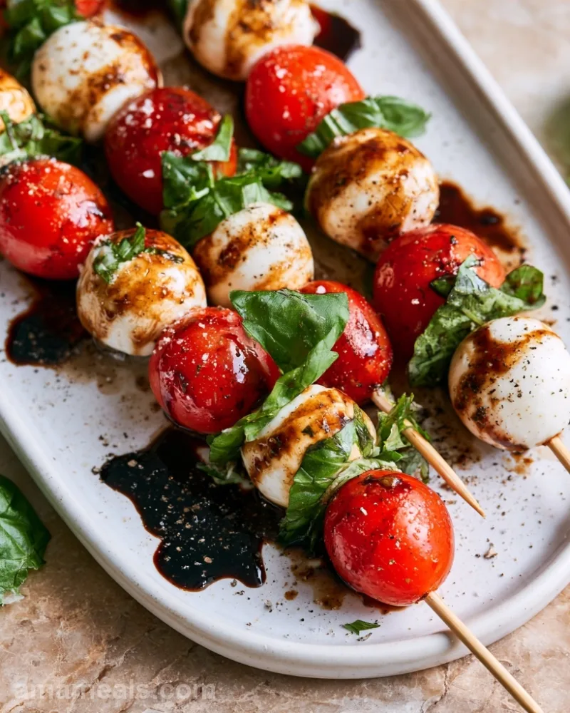 Caprese Skewers with Balsamic Glaze